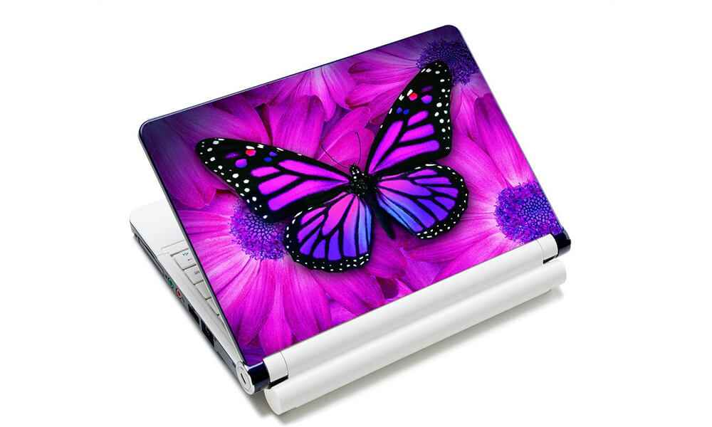 TaylorHe Vinyl With Purple and Pink Butterflies Laptop Sticker